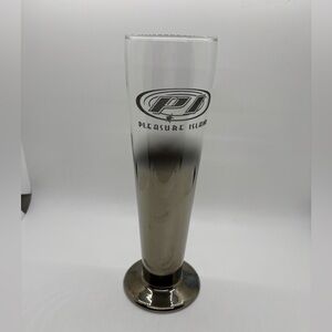 Disney Pleasure Island Clear Chrome Cocktail Glass 9.5” Silver Footed Vintage